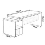 Mesa PEDESTAL RETA C/ VIDRO (03 Gav.) – 1,92X0,70m NOGAL SEVILHA/PRETO – 21399 PREMIUM OFFICE Móveis para Escritório Linha 40 mm 8