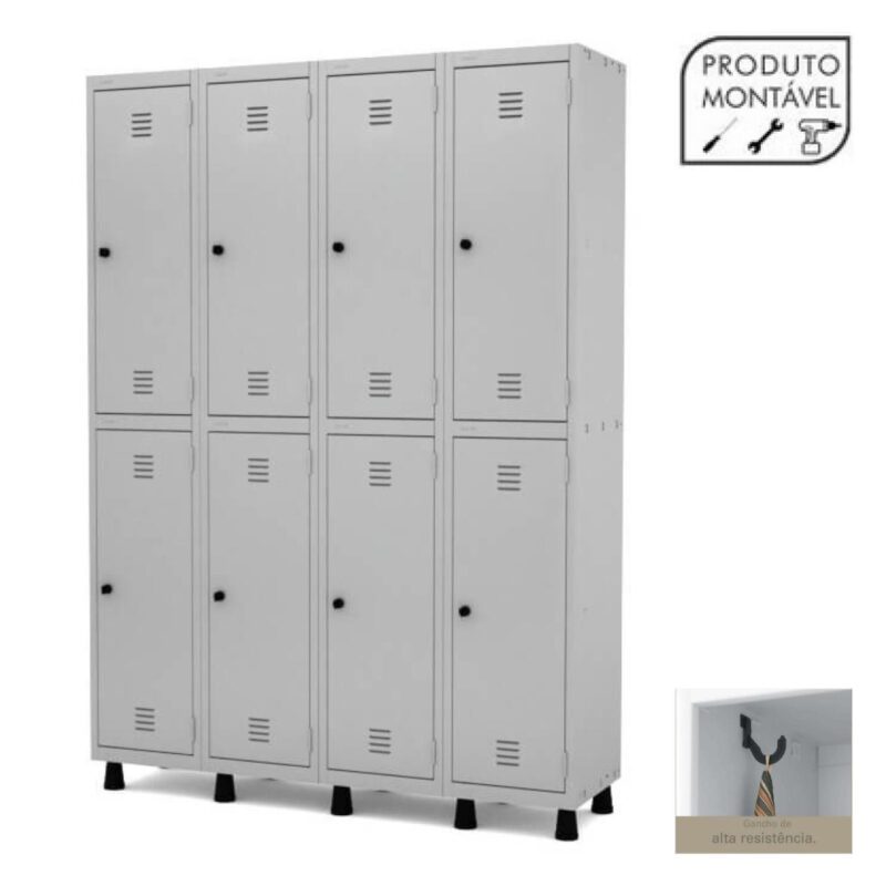 Armário Roupeiro de Aço c/ 08 PORTAS GRANDES – 1,93×1,38×0,40m – CZ/CZ – 10004 PREMIUM OFFICE Móveis para Escritório Roupeiro de Aço 2