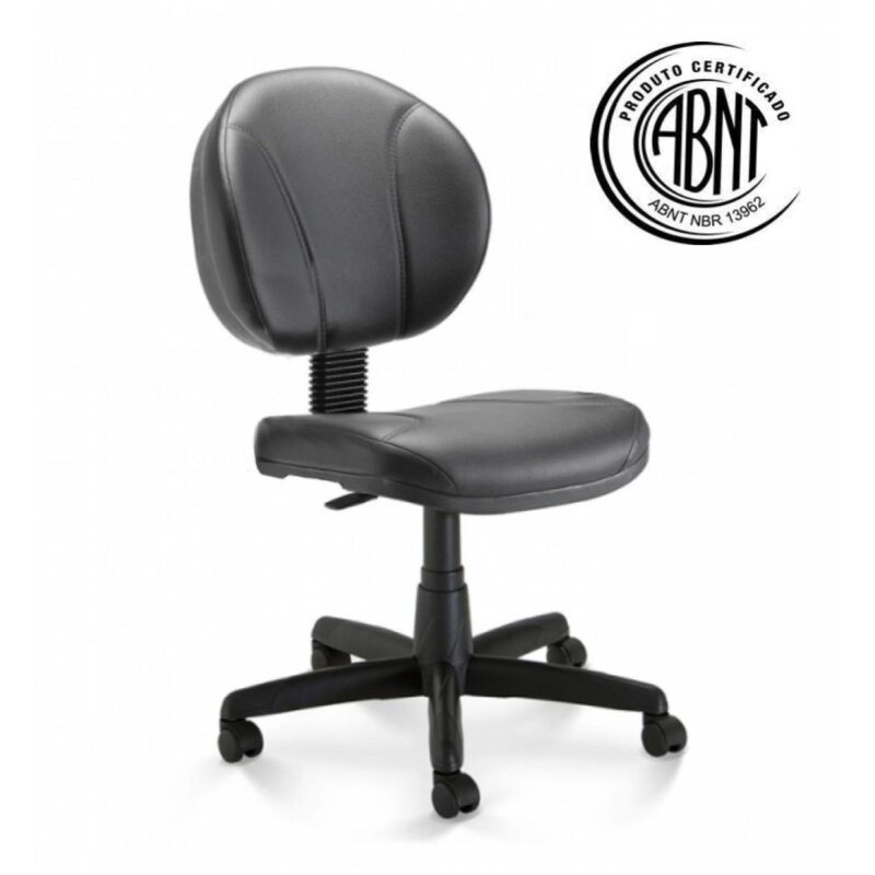 Cadeira Executiva PLUS COSTURADA s/ Braços – CORINO – COR PRETO 32979 PREMIUM OFFICE Móveis para Escritório Executiva 2