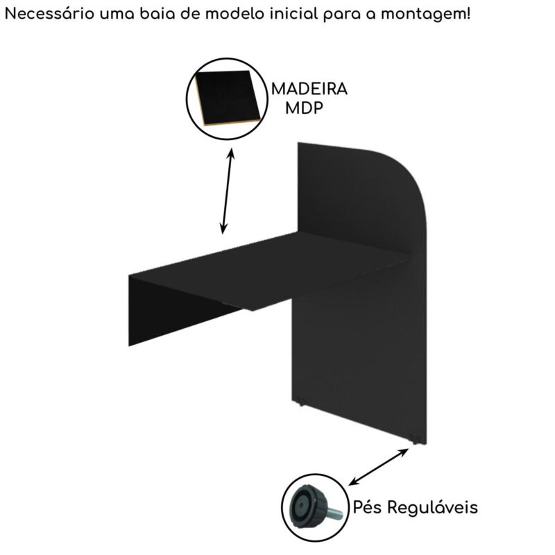 Baia CONTINUAÇÃO para Atendimento 1,20×0,80×0,60mPRETA/PRETA – 24016 PREMIUM OFFICE Móveis para Escritório Baia Telemarketing 4