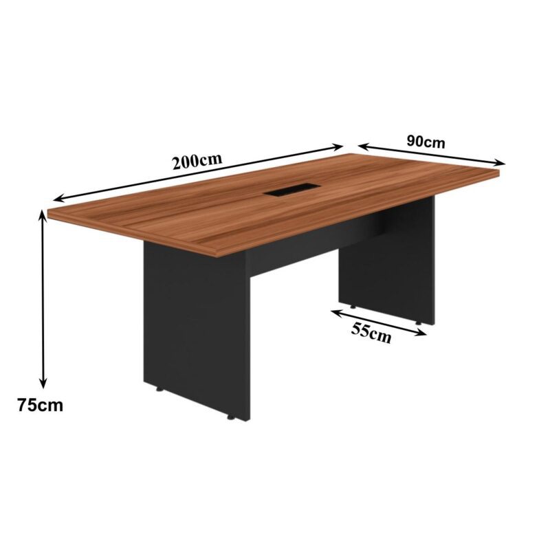 Mesa de Reunião 2,00×0,90m C/ Caixa de Tomada NOGAL SEVILHA/PRETO – 21403 PREMIUM OFFICE Móveis para Escritório Mesa de Reunião 3
