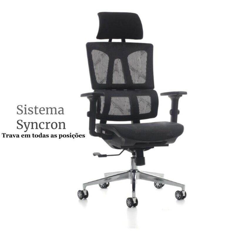 Cadeira Presidente Tela MK – 4011 – COR PRETO 30038 PREMIUM OFFICE Móveis para Escritório Cadeira de Tela 2