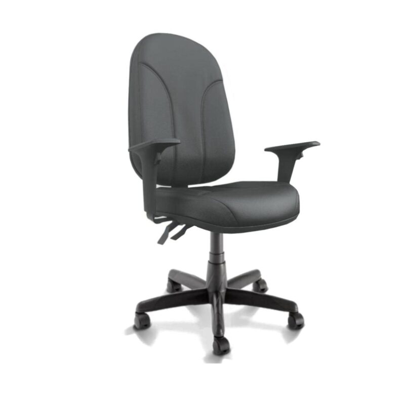 Cadeira Presidente PLUS BACK SYSTEM Baixa Costurada c/ Braços Reguláveis – Corino Preto 32974 PREMIUM OFFICE Móveis para Escritório Presidente 2