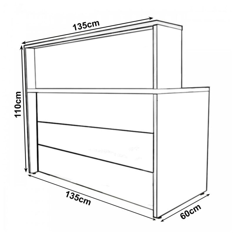 Balcão de Atendimento 1.35×1,13×0,60m – C/ Gavetas MARSALA/PRETO – 63084 PREMIUM OFFICE Móveis para Escritório Linha 30 mm 4