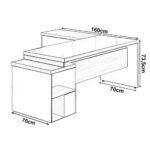 Mesa PEDESTAL VIDRO FUMÊ com MESA AUXILIAR – 1,92×1,60m MARSALA / PRETO – 23486 PREMIUM OFFICE Móveis para Escritório Linha 30 mm 11