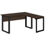 Mesa em L com PÉ QUADRO (Mesa 1,70m + Mesa Auxiliar) – S/ Gavetas MARSALA/PRETO – 25478 PREMIUM OFFICE Móveis para Escritório Linha 30 mm 6