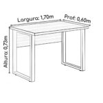 Mesa Escritório PÉ QUADRO 1,70×0,70m -S/ Gavetas – MARSALA/PRETO – 25474 PREMIUM OFFICE Móveis para Escritório Linha 30 mm 6