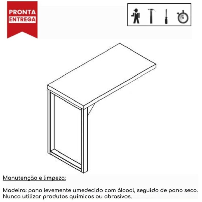 Mesa em L PÉ QUADRO (Mesa 1,70m + Mesa Auxiliar) – S/ Gavetas NOGAL SEVILHA/PRETO – 24478 PREMIUM OFFICE Móveis para Escritório Linha 40 mm 4