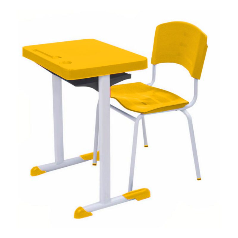 Kit Escolar Individual AMARELO – (Mesa e Cadeira) – ADULTO – – COR AMARELO – 40083 PREMIUM OFFICE Móveis para Escritório Conjunto Escolar 2