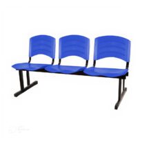 Cadeira Longarina PLÁSTICA 03 Lugares – Cor Azul 33023 PREMIUM OFFICE Móveis para Escritório Longarinas