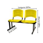 Cadeira Longarina PLÁSTICA 02 Lugares – Cor Amarelo 33030 PREMIUM OFFICE Móveis para Escritório Longarinas 7