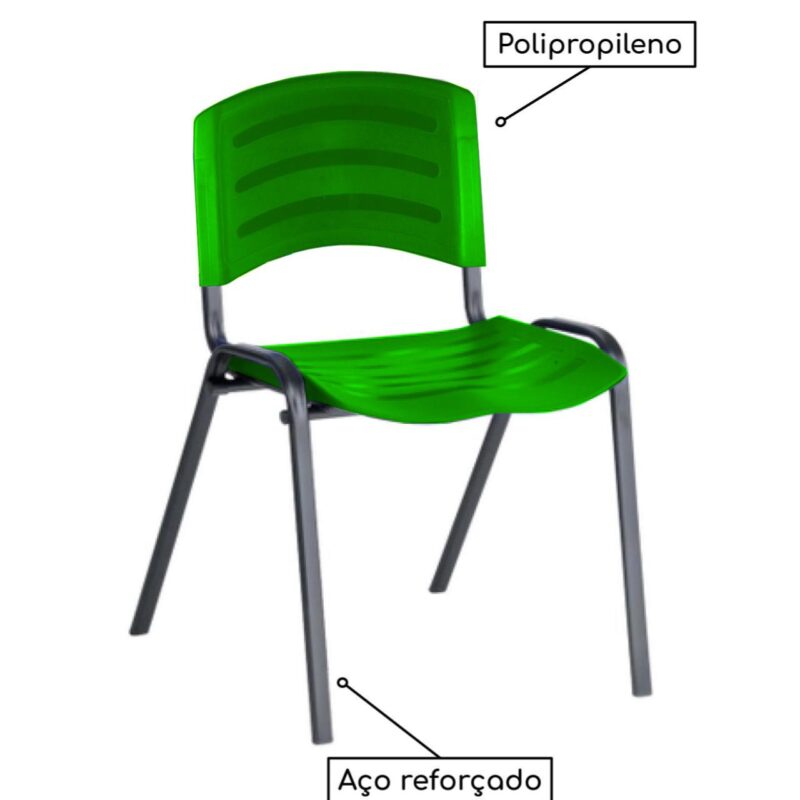 Cadeira Fixa Plástica 04 pés Cor Verde (Polipropileno) 31210 PREMIUM OFFICE Móveis para Escritório Plástica 3