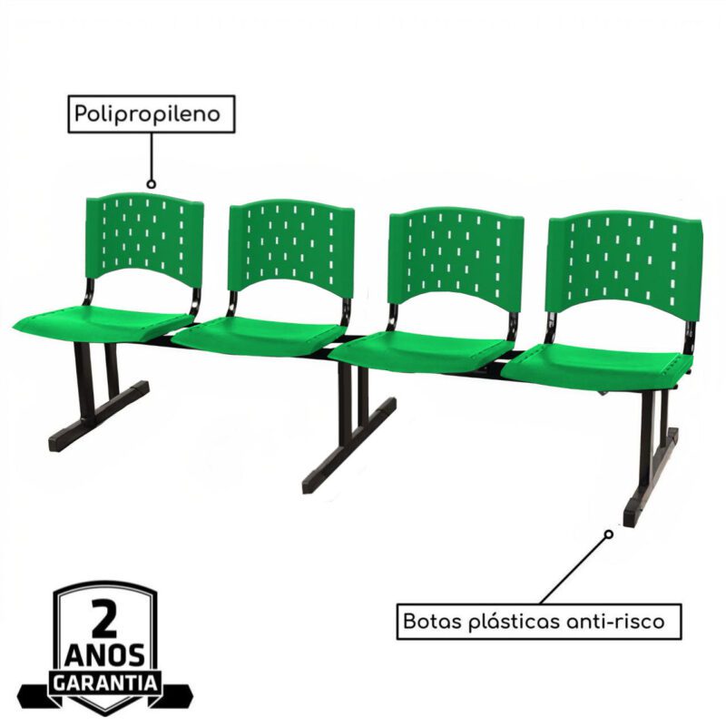 Cadeira Longarina PLASTICA 4 Lugares Cor Verde 33091 PREMIUM OFFICE Móveis para Escritório Longarinas 3