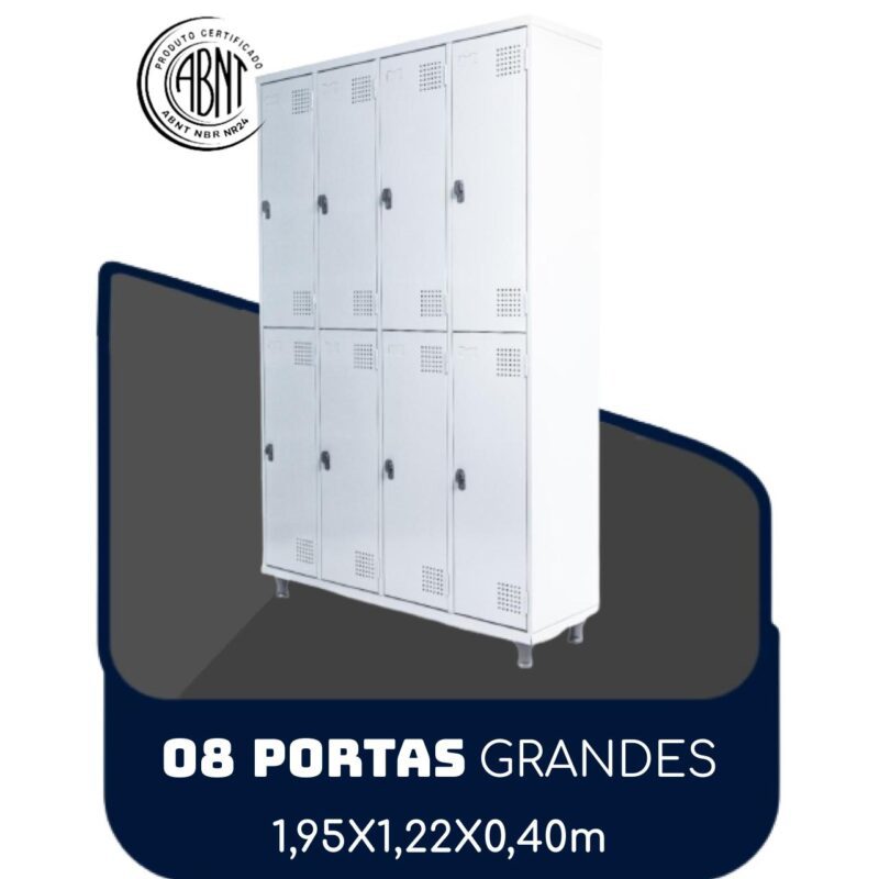 Armário Roupeiro de Aço c/ 08 Portas GRANDES – 1,95×1,22×0,40m – SA – CZ/CZ – 14003 PREMIUM OFFICE Móveis para Escritório Roupeiro de Aço 2