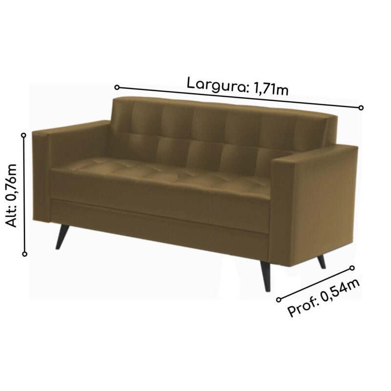 Sofá para Escritório Roma 03 Lugares – Corino – Cor Fendi – 60052 PREMIUM OFFICE Móveis para Escritório Sofá Escritório 3