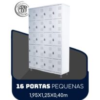 Armário Roupeiro de Aço c/ 16 Portas PEQUENAS – 1,95×1,25×0,40m – SA – CZ/CZ – 14000 PREMIUM OFFICE Móveis para Escritório Roupeiro de Aço