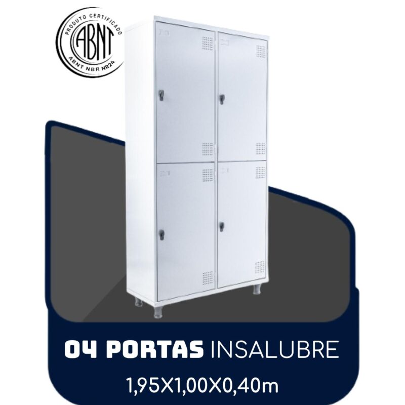 Roupeiro de Aço INSALUBRE com 04 Portas – 1,95×1,00×0,40m – CZ/CZ – SA – 14006 PREMIUM OFFICE Móveis para Escritório Roupeiro de Aço 2