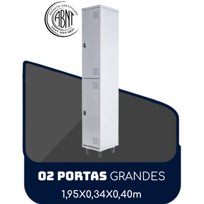 Armário Roupeiro de Aço c/ 02 Portas GRANDES – 1,95×0,34×0,40m – SA – CZ/CZ – 14007 PREMIUM OFFICE Móveis para Escritório Roupeiro de Aço 2