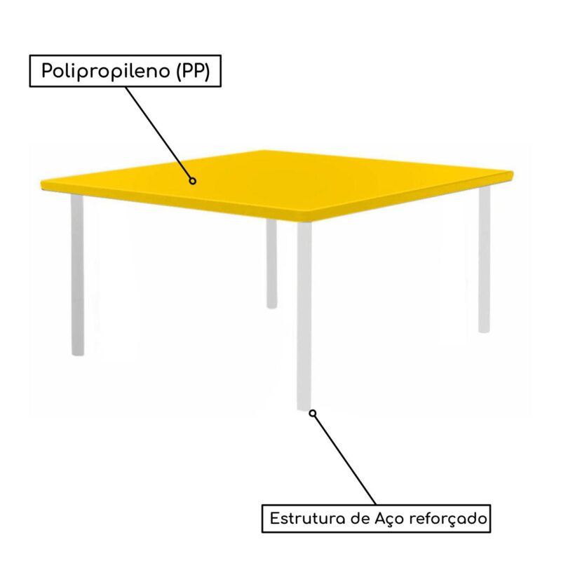 Conjunto Quadrado c/ 04 Cadeiras COR AMARELO – TAMPO PLÁSTICO – 06 a 09 Anos – JUVENIL – 44005 PREMIUM OFFICE Móveis para Escritório Juvenil 3