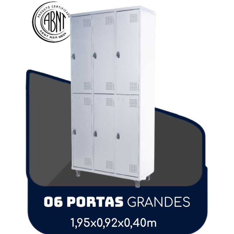 Armário Roupeiro de Aço c/ 06 Portas GRANDES – 1,95×0,92×0,40m – SA – CZ/CZ – 14009 PREMIUM OFFICE Móveis para Escritório Roupeiro de Aço 2