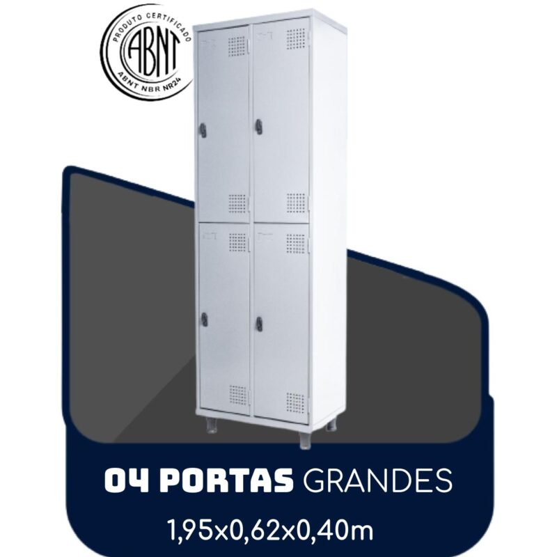 Armário Roupeiro de Aço c/ 04 Portas GRANDES – 1,95×0,62×0,40m – SA – CZ/CZ – 14008 PREMIUM OFFICE Móveis para Escritório Roupeiro de Aço 2