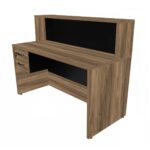 Balcão de Atendimento 1.35×1,13×0,60m – C/ 02 Gavetas NOGAL SEVILHA / PRETO – 63082 PREMIUM OFFICE Móveis para Escritório Linha 40 mm 6