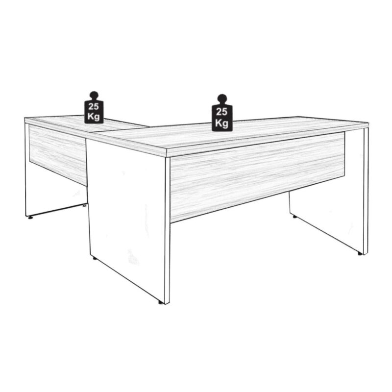 Mesa de Escritório em L (Mesa 1,50m + Mesa Auxiliar) – Sem Gavetas NOGAL SEVILHA/PRETO – 21476 PREMIUM OFFICE Móveis para Escritório Linha 40 mm 6