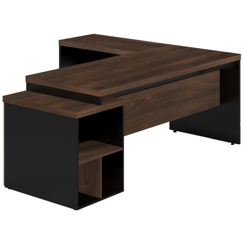 Mesa PEDESTAL com MESA AUXILIAR 1,92×1,60m – Marsala/Preto – 23484 PREMIUM OFFICE Móveis para Escritório Linha 30 mm 2