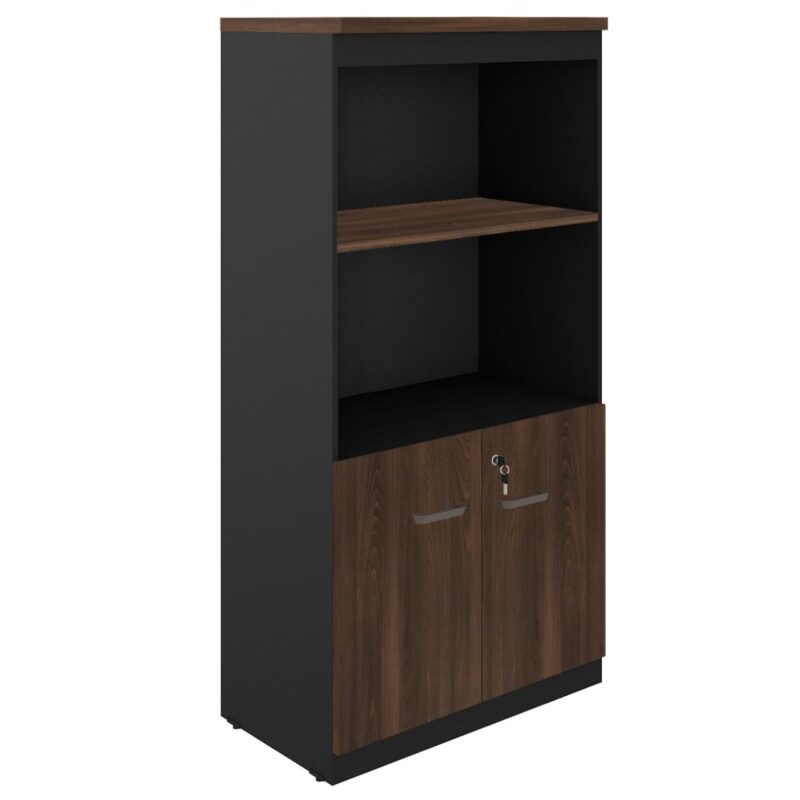 Armário Alto SEMI-ABERTO com 02 Portas – 1,60×0,80×0,45m MARSALA / PRETO – 51014 PREMIUM OFFICE Móveis para Escritório Linha 30 mm 2