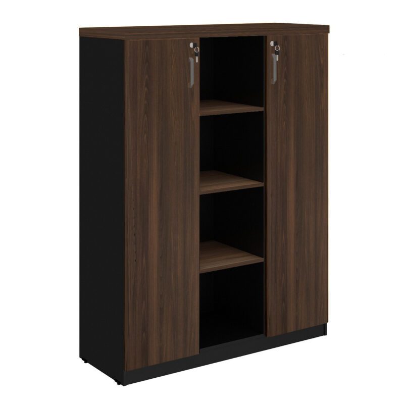 Armário Alto Credenza com Nicho 1,60×1,20×0,45m MARSALA / PRETO – 51018 PREMIUM OFFICE Móveis para Escritório Linha 30 mm 2