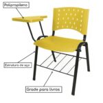 Cadeira Universitária PRANCHETA PLÁSTICA com Porta Livros – Cor Amarelo 32021 PREMIUM OFFICE Móveis para Escritório Carteira Escolar 7