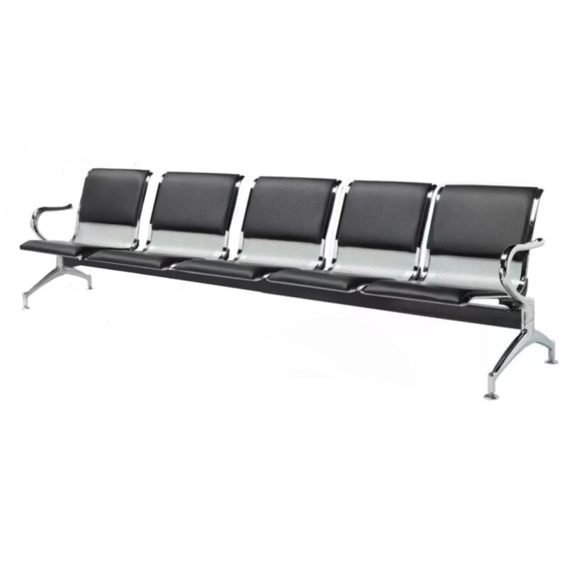 Longarina AEROPORTO ESTOFADA com 05 Lugares – Cor Cromada – 33114 PREMIUM OFFICE Móveis para Escritório Longarinas 5